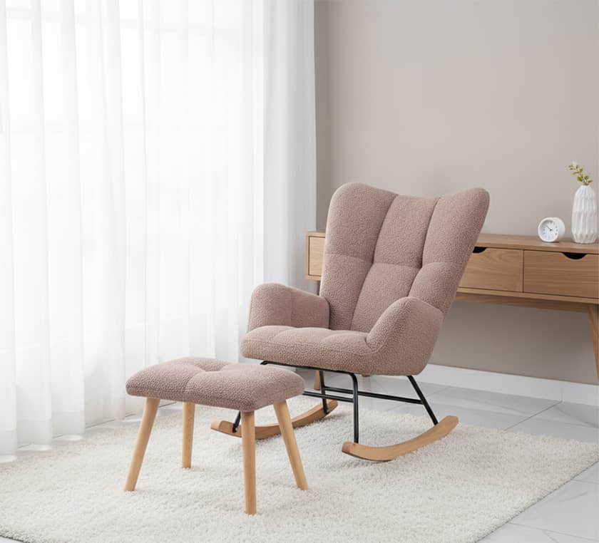 Sillón Mecedor Alba con Apoyapies Visón