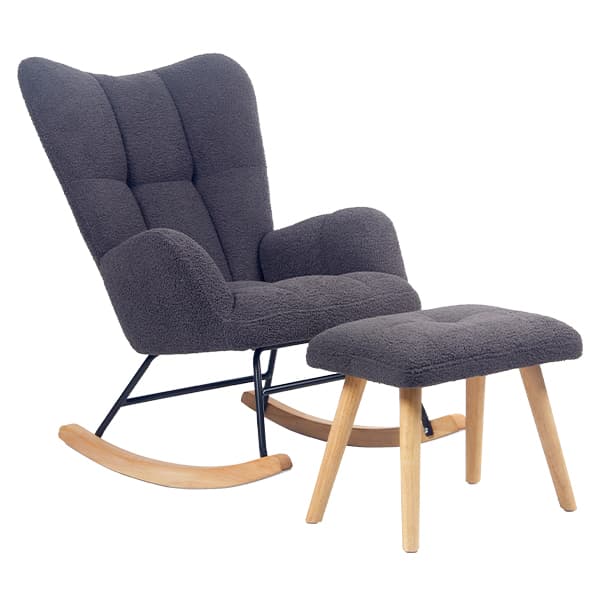 Sillón Mecedor Alba con Apoyapies Gris Topo