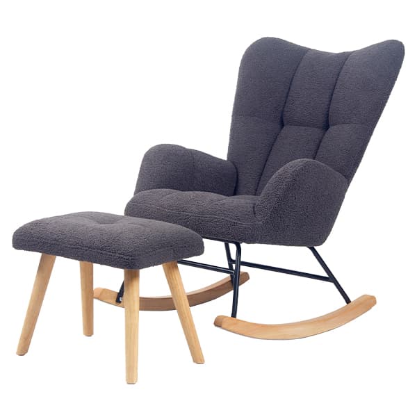 Sillón Mecedor Alba con Apoyapies Gris Topo