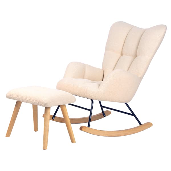 Sillón Mecedor Alba con Apoyapies Crudo