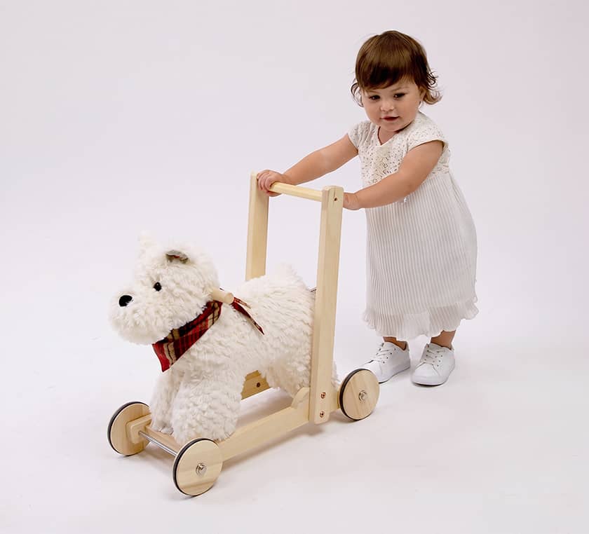 Peluche Caminador y Pata Pata Perro Blanco