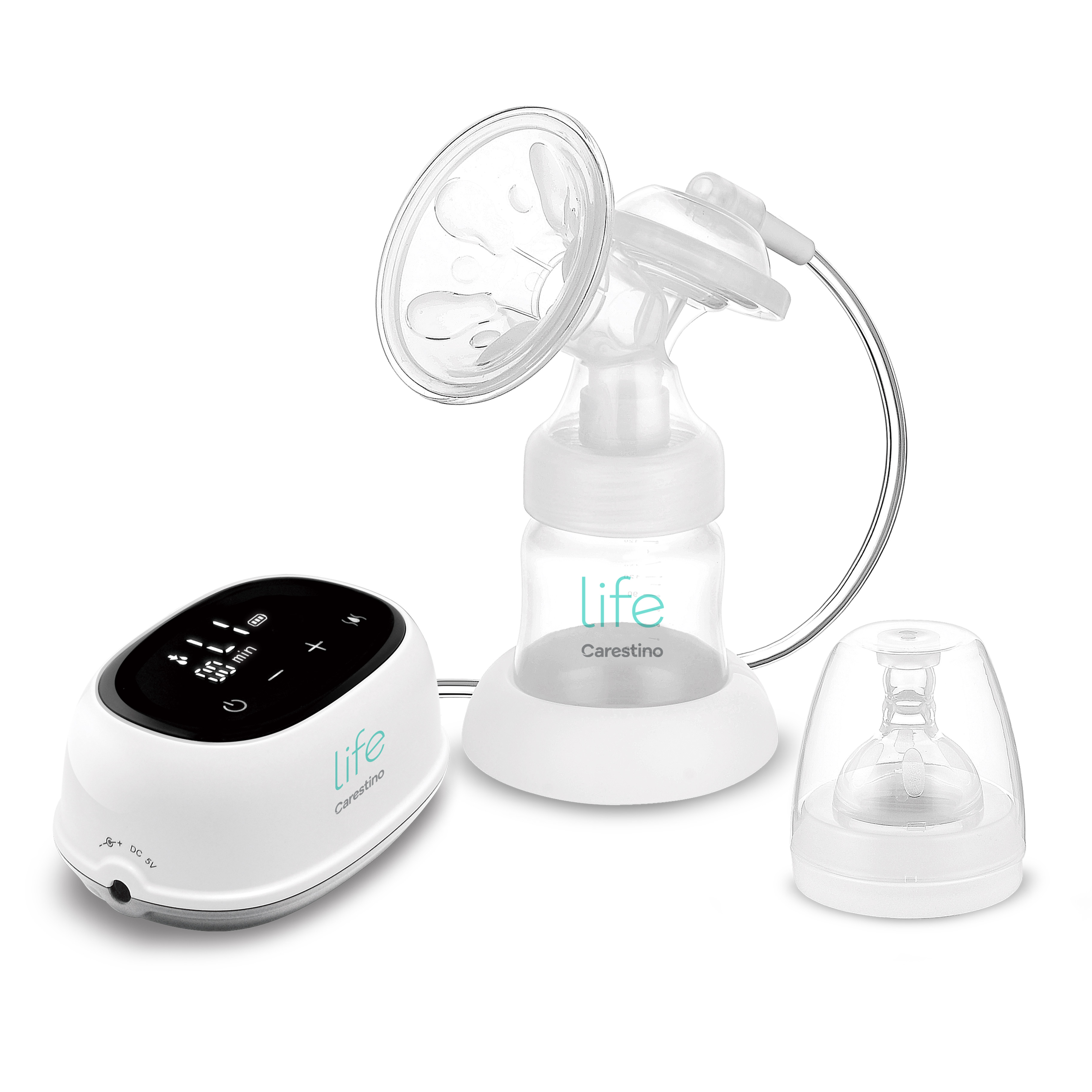 Extractor de Leche Eléctrico con Biberón Gris