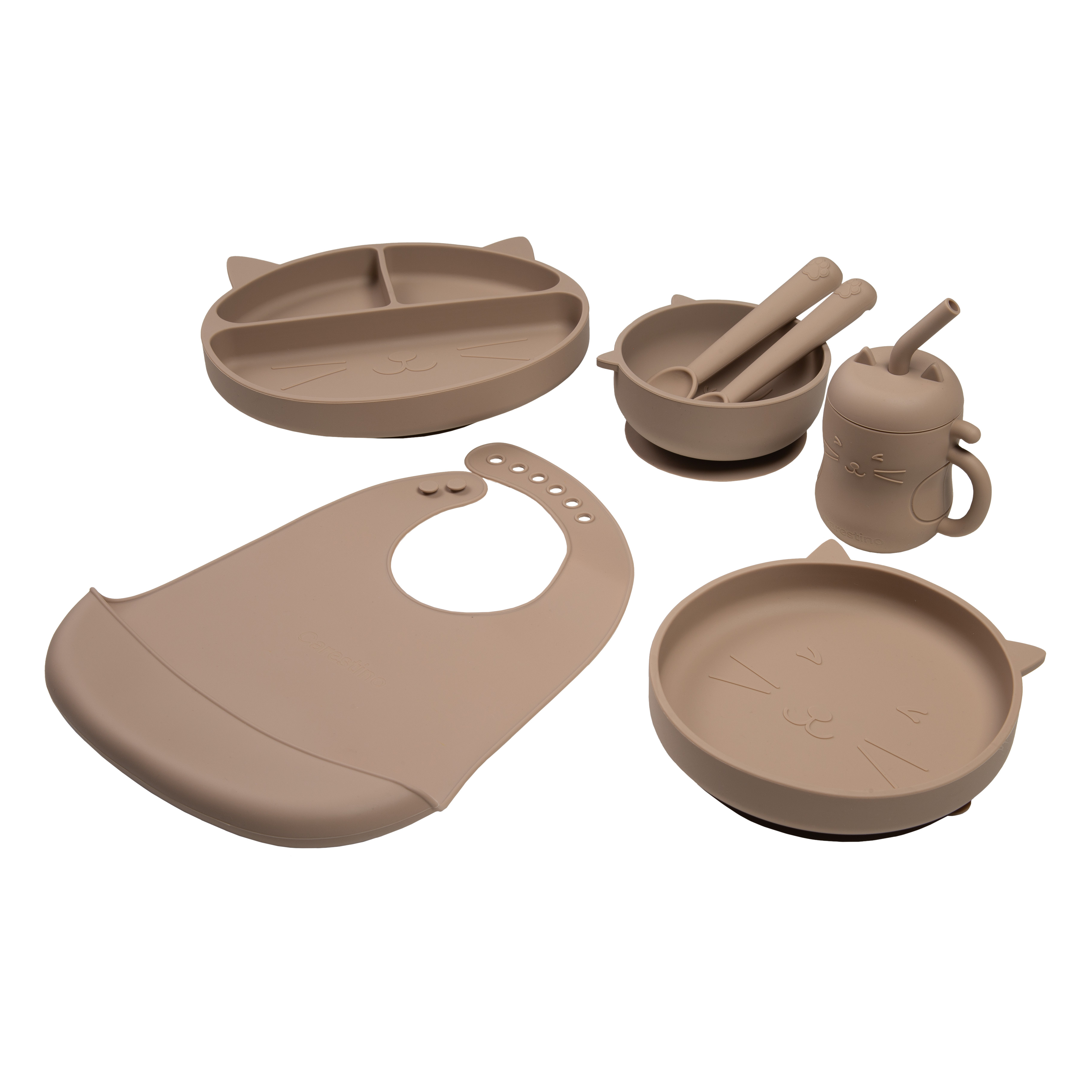 Set de Alimentación de Silicona Gatito Greige