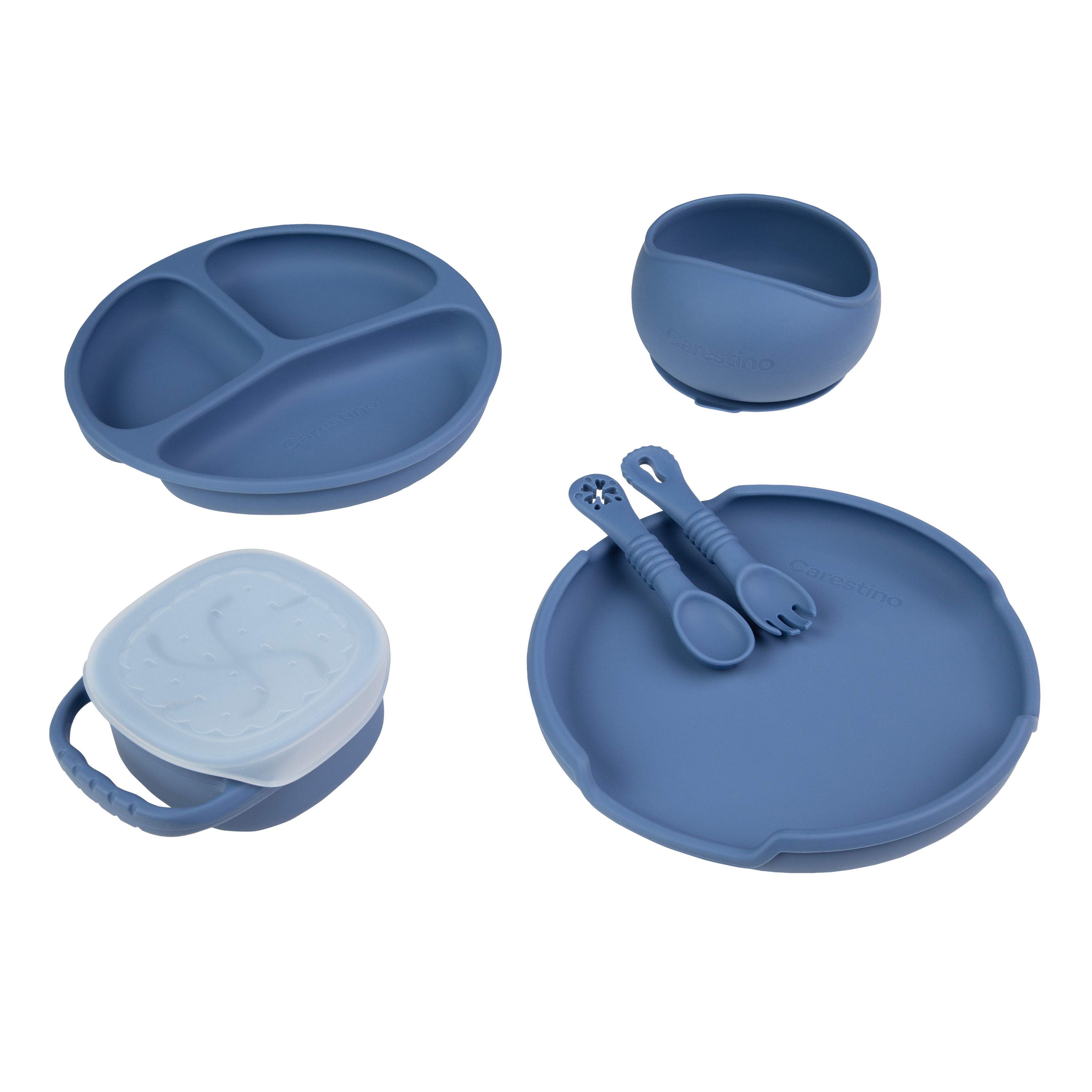 Set de Alimentación de Silicona Foodie Azul Grisáceo
